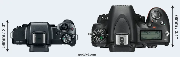 Compare M50 versus D750 top