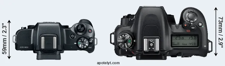 Compare M50 versus D7500 top