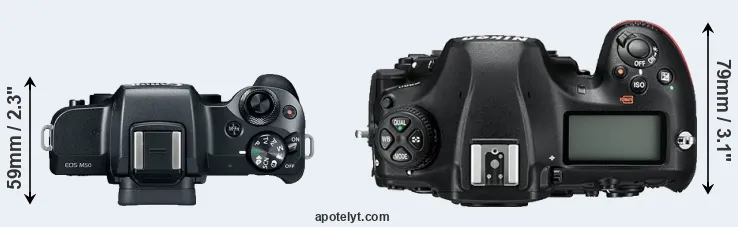 Compare M50 versus D850 top
