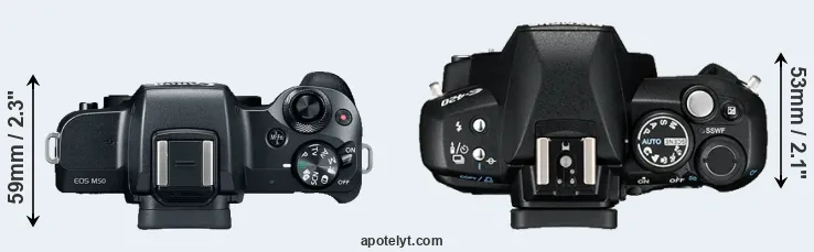 Compare M50 versus E-420 top
