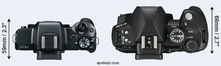 Compare M50 versus E-520 top