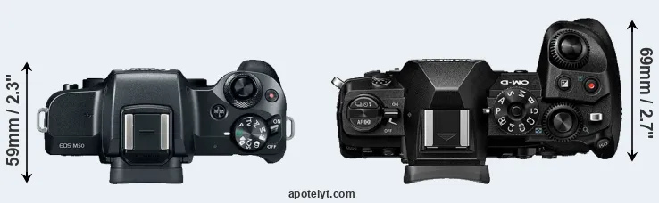 Compare M50 versus E-M1 III top
