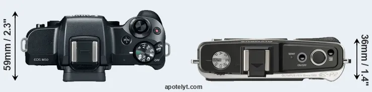 Compare M50 versus E-P2 top