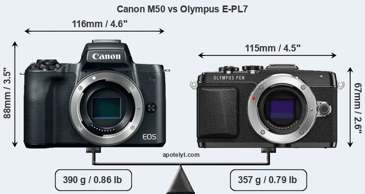 Size Canon M50 vs Olympus E-PL7