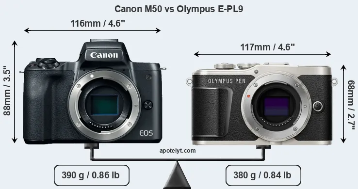 Size Canon M50 vs Olympus E-PL9