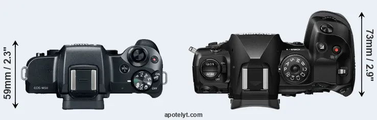 Compare M50 versus OM-1 top