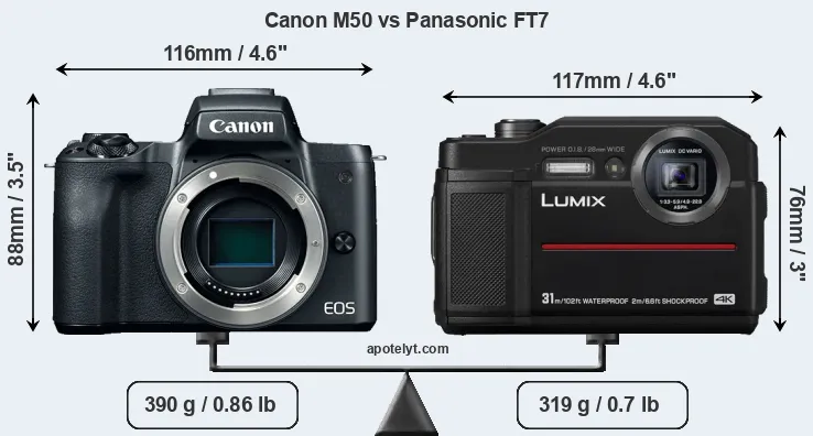 Size Canon M50 vs Panasonic FT7