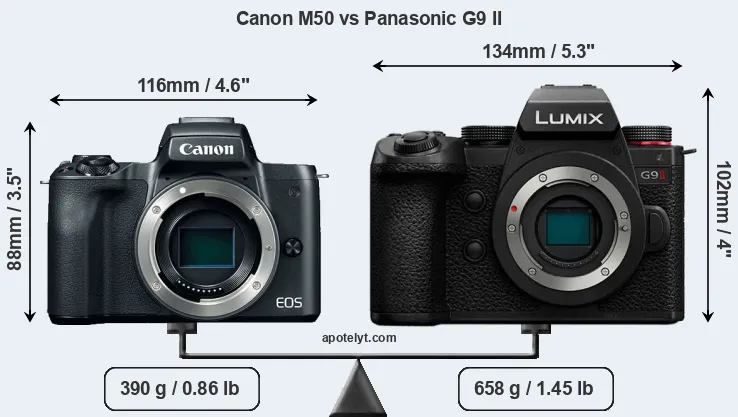 Size Canon M50 vs Panasonic G9 II