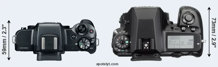 Compare M50 versus K-5 II top