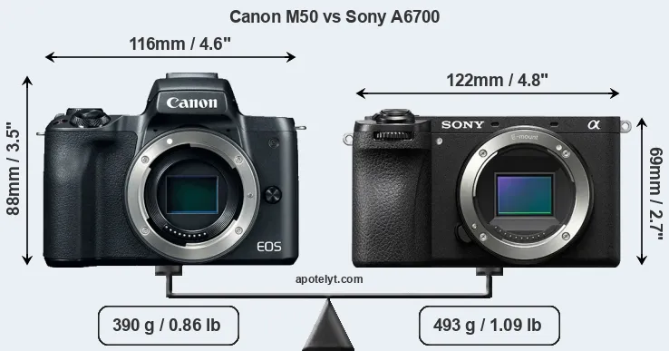Size Canon M50 vs Sony A6700