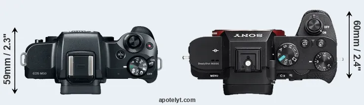 Compare M50 versus A7R II top