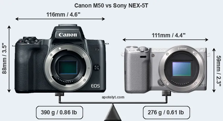 Size Canon M50 vs Sony NEX-5T