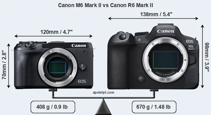 Size Canon M6 Mark II vs Canon R6 Mark II