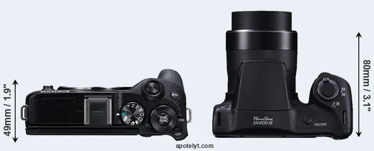 Compare M6 Mark II versus SX400 top