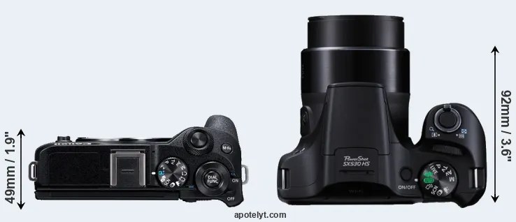 Compare M6 Mark II versus SX530 top