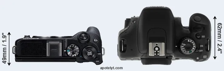 Compare M6 Mark II versus T2i top