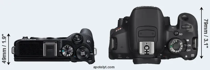 Compare M6 Mark II versus T4i top