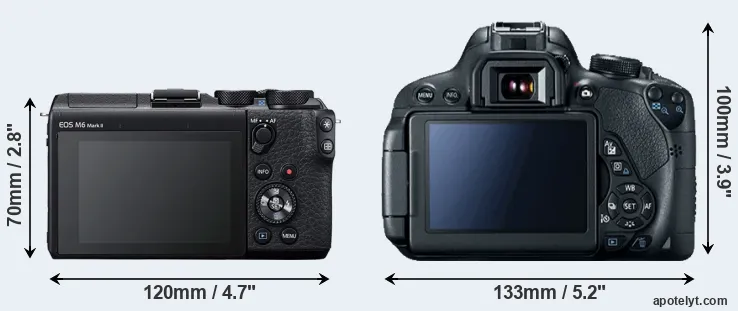 Comparison M6 Mark II or T5i rear