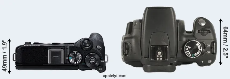 Compare M6 Mark II versus XT top