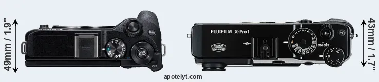 Compare M6 Mark II versus X-Pro1 top
