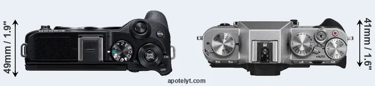 Compare M6 Mark II versus X-T10 top