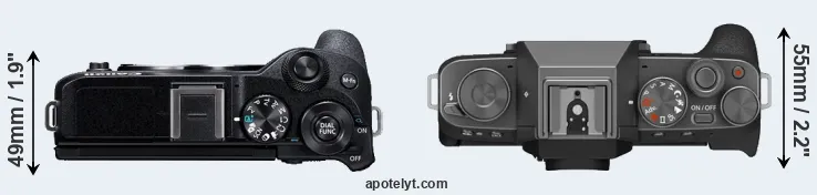 Compare M6 Mark II versus X-T200 top