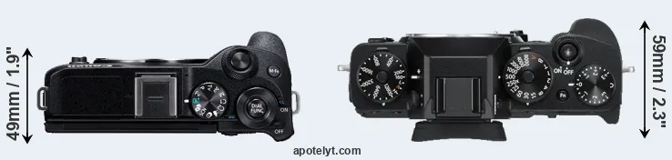 Compare M6 Mark II versus X-T3 top