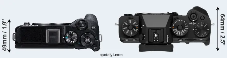Compare M6 Mark II versus X-T5 top
