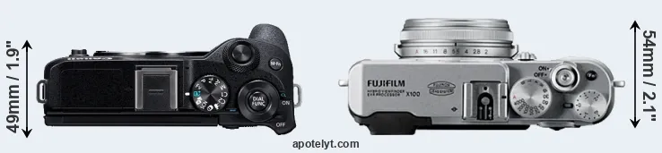 Compare M6 Mark II versus X100 top