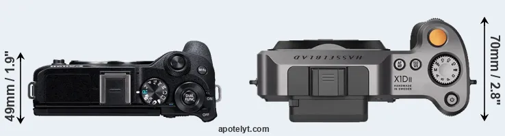 Compare M6 Mark II versus X1D II top