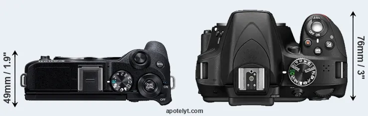 Compare M6 Mark II versus D3300 top
