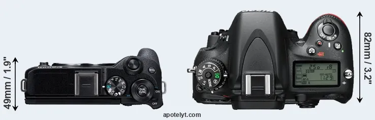 Compare M6 Mark II versus D610 top