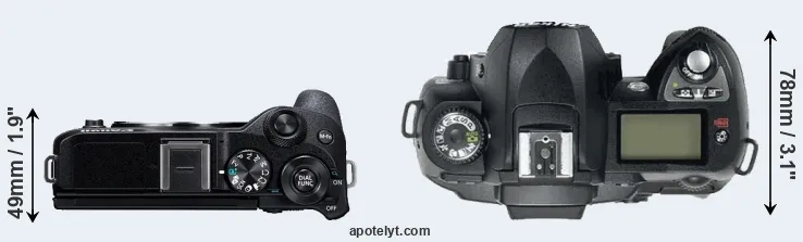 Compare M6 Mark II versus D70 top