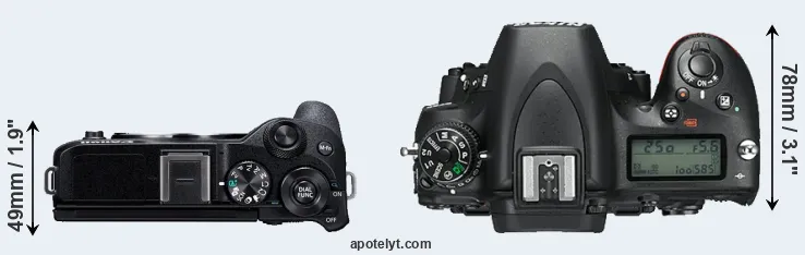 Compare M6 Mark II versus D750 top
