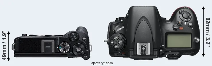 Compare M6 Mark II versus D800E top