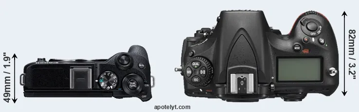 Compare M6 Mark II versus D810 top