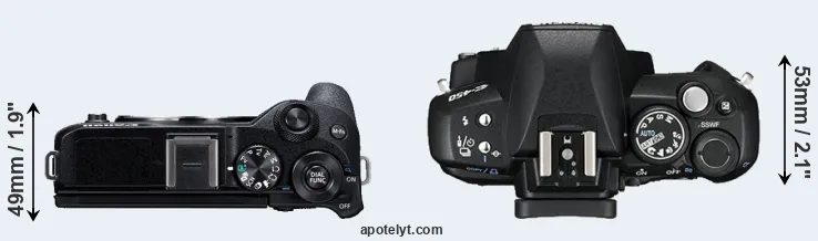 Compare M6 Mark II versus E-450 top