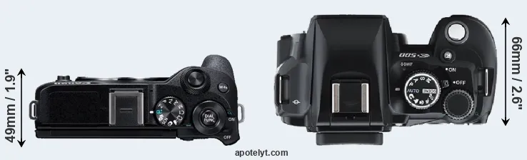 Compare M6 Mark II versus E-500 top