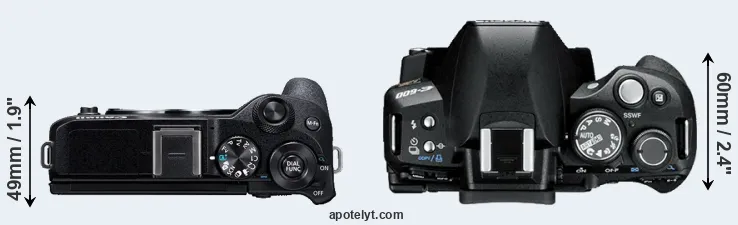 Compare M6 Mark II versus E-600 top