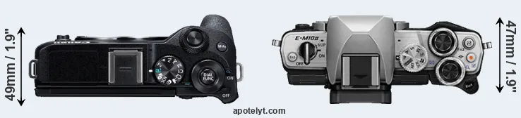 Compare M6 Mark II versus E-M10 II top