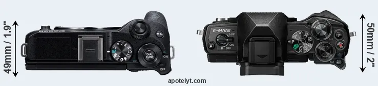 Compare M6 Mark II versus E-M10 III top