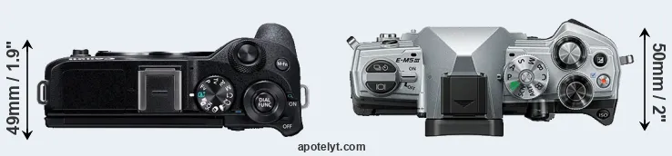 Compare M6 Mark II versus E-M5 III top