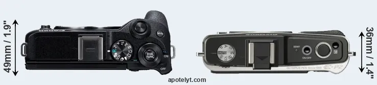 Compare M6 Mark II versus E-P2 top