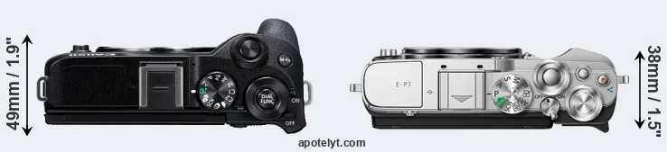 Compare M6 Mark II versus E-P7 top