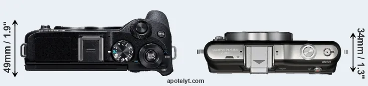 Compare M6 Mark II versus E-PM1 top