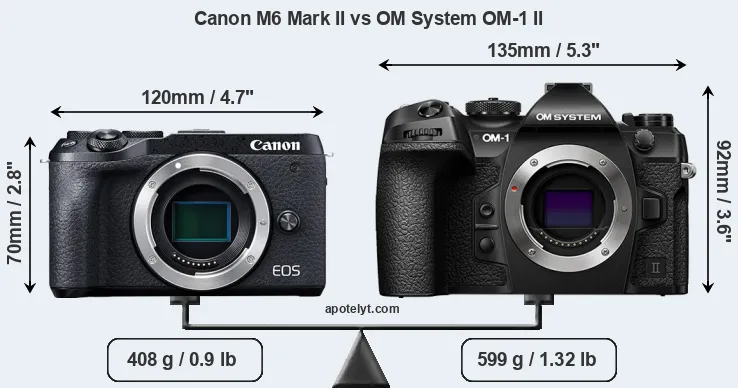 Size Canon M6 Mark II vs OM System OM-1 II