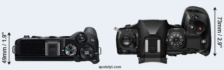 Compare M6 Mark II versus OM-1 II top
