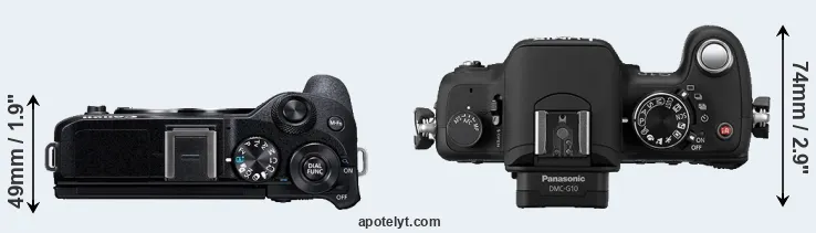 Compare M6 Mark II versus G10 top