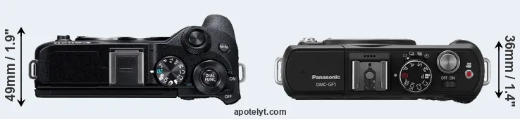 Compare M6 Mark II versus GF1 top