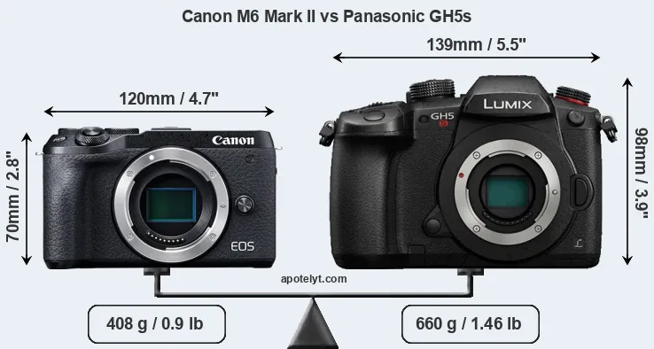 Size Canon M6 Mark II vs Panasonic GH5s